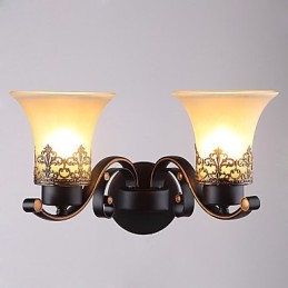 Double Head Amercian Countryside Vintage Metal with Glass Wall Lamp for the Canteen Room Living Room Entry Foyer Decorate Wall Lamp