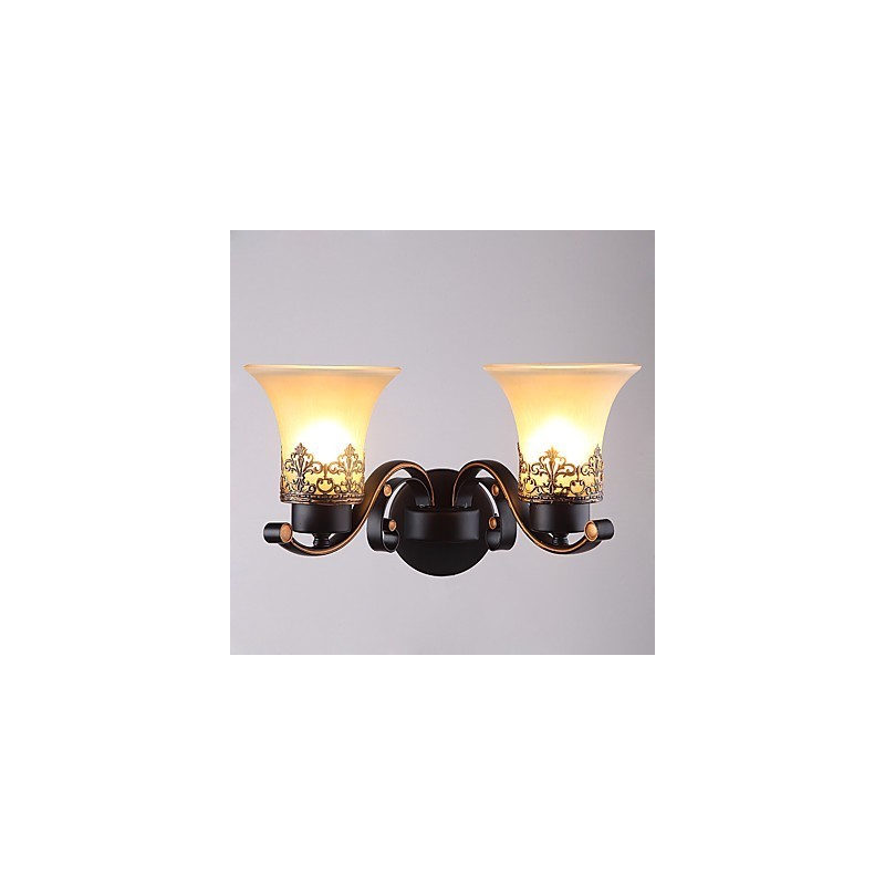 Double Head Amercian Countryside Vintage Metal with Glass Wall Lamp for the Canteen Room Living Room Entry Foyer Decorate Wall Lamp