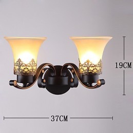 Double Head Amercian Countryside Vintage Metal with Glass Wall Lamp for the Canteen Room Living Room Entry Foyer Decorate Wall Lamp