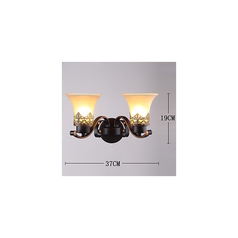 Double Head Amercian Countryside Vintage Metal with Glass Wall Lamp for the Canteen Room Living Room Entry Foyer Decorate Wall Lamp