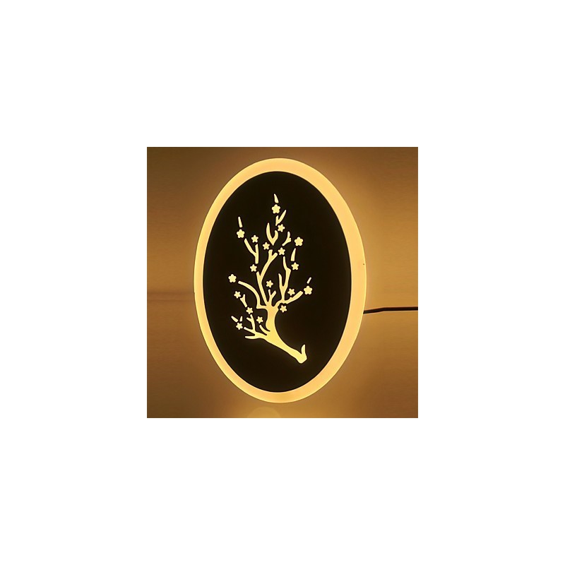 Plum Carved Acrylic Scrub Wall Light Round Shaped Bedside Lamp Corridor Lights Warm White AC220V