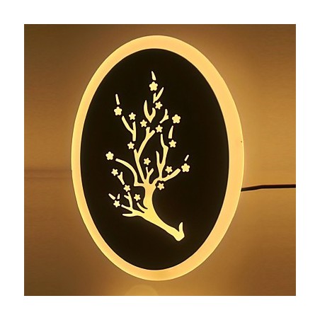 Plum Carved Acrylic Scrub Wall Light Round Shaped Bedside Lamp Corridor Lights Warm White AC220V