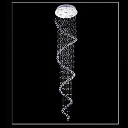 Crystal Pendant Light Chandelier Lighting 5 Lights Silver Canpoy Clear K9 Crystal Helix Ceiling Lamps