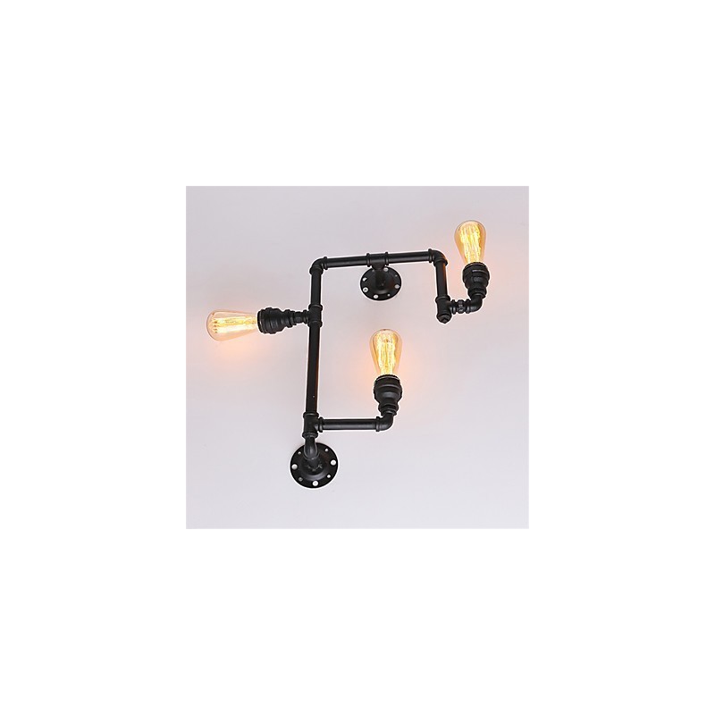 Vintage Industrial Pipe Wall Lights Black Creative Lights Restaurant Cafe Bar Decoration lighting With 3 Light Painted Finish