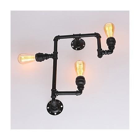 Vintage Industrial Pipe Wall Lights Black Creative Lights Restaurant Cafe Bar Decoration lighting With 3 Light Painted Finish