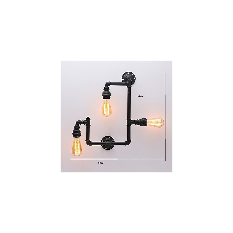 Vintage Industrial Pipe Wall Lights Black Creative Lights Restaurant Cafe Bar Decoration lighting With 3 Light Painted Finish