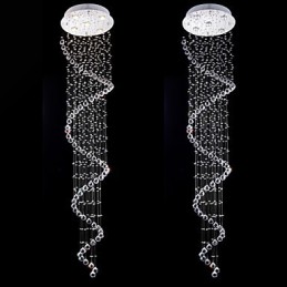 Crystal Pendant Light Chandelier Lighting 5 Lights Silver Canpoy Clear K9 Crystal Helix Ceiling Lamps