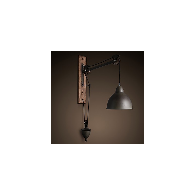 American country style wall lamp retro creative Wooden pulley wall lamp