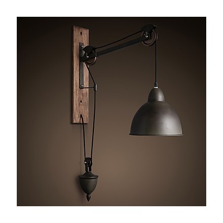American country style wall lamp retro creative Wooden pulley wall lamp