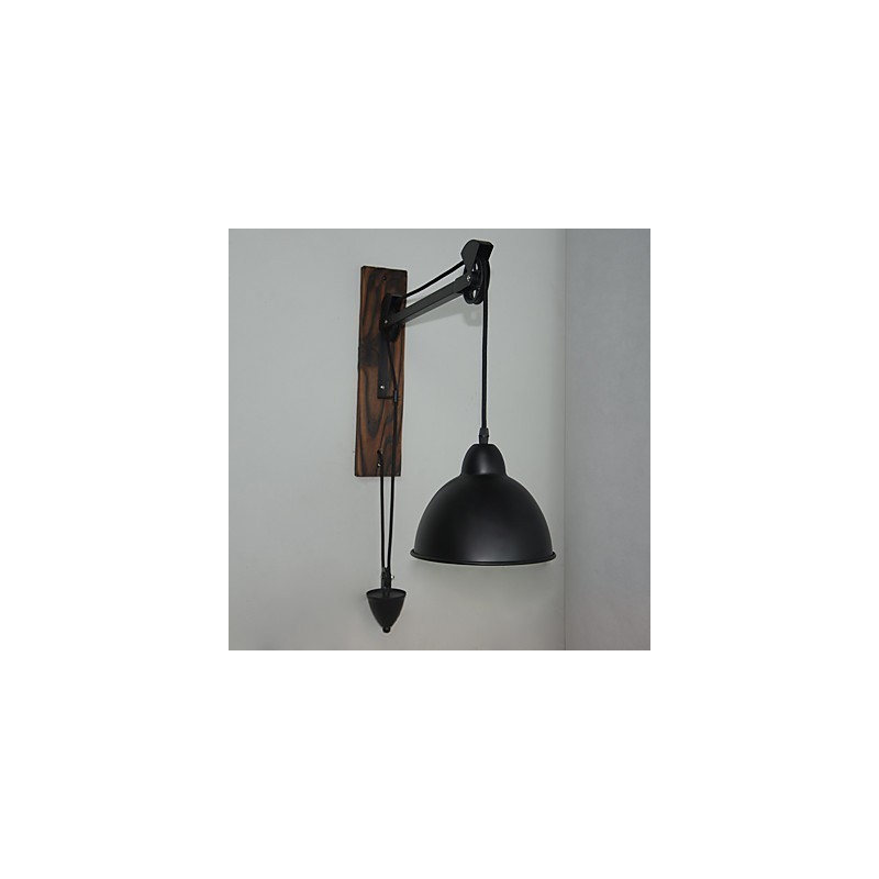 American country style wall lamp retro creative Wooden pulley wall lamp