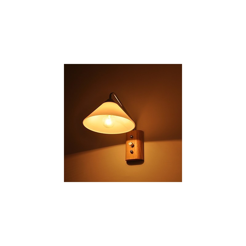 Simple Wall Lamp Bedside Desk Lamp With Glass Shade and Solid Wood for Bedroom Dresser Living Room Baby Room College Dorm Coffee Table Bookcas