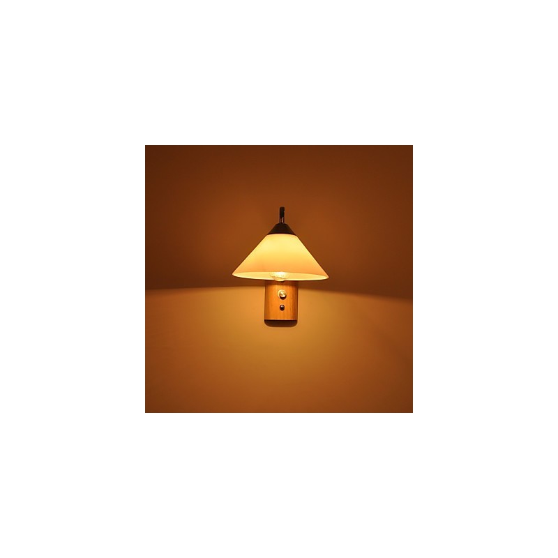 Simple Wall Lamp Bedside Desk Lamp With Glass Shade and Solid Wood for Bedroom Dresser Living Room Baby Room College Dorm Coffee Table Bookcas