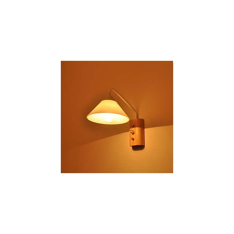 Simple Wall Lamp Bedside Desk Lamp With Glass Shade and Solid Wood for Bedroom Dresser Living Room Baby Room College Dorm Coffee Table Bookcas