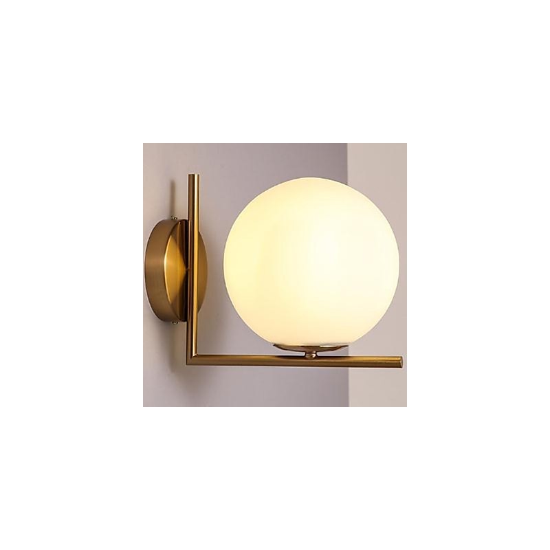 Contemporary And Contracted Glass Wall Lamp Wrought Iron Individuality