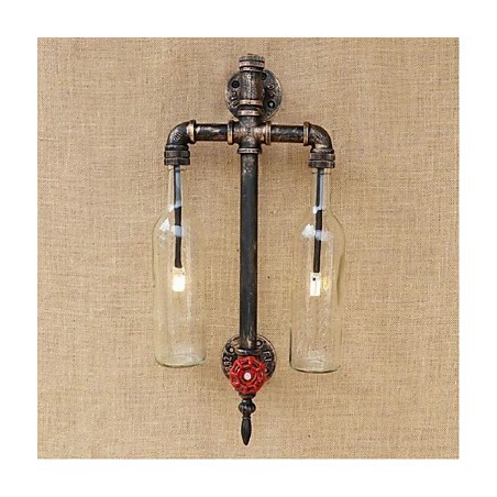 American Themed Restaurant Bar Iron With Switch Water Pipe Wine Bottle Wall Lamp Transparent