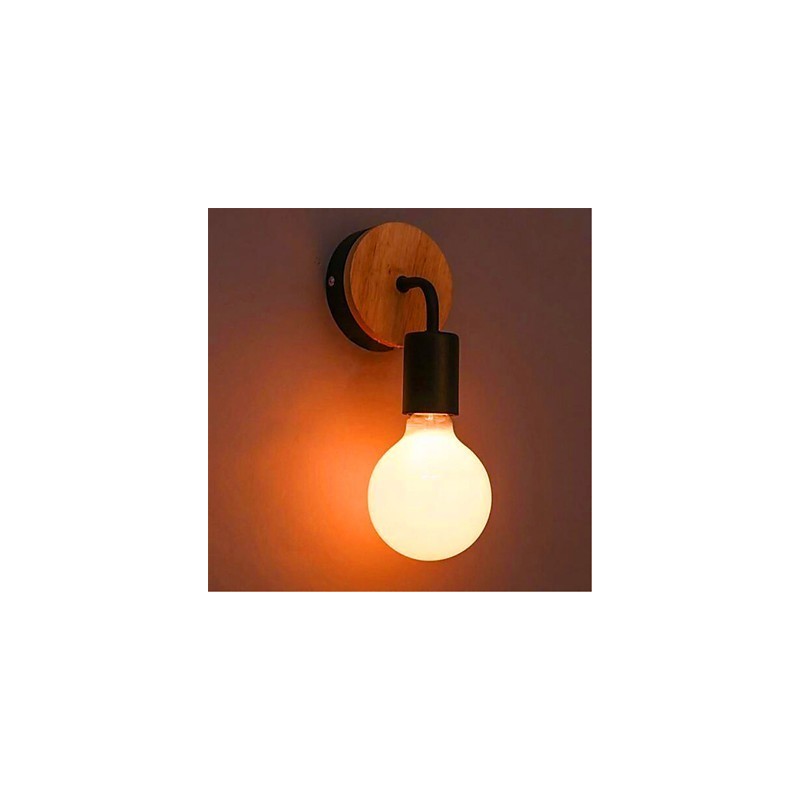 Modern Minimalist Creative Personality Wood Iron Lamp Corridor Balcony Bedroom Bedside Iron Wall Lamp