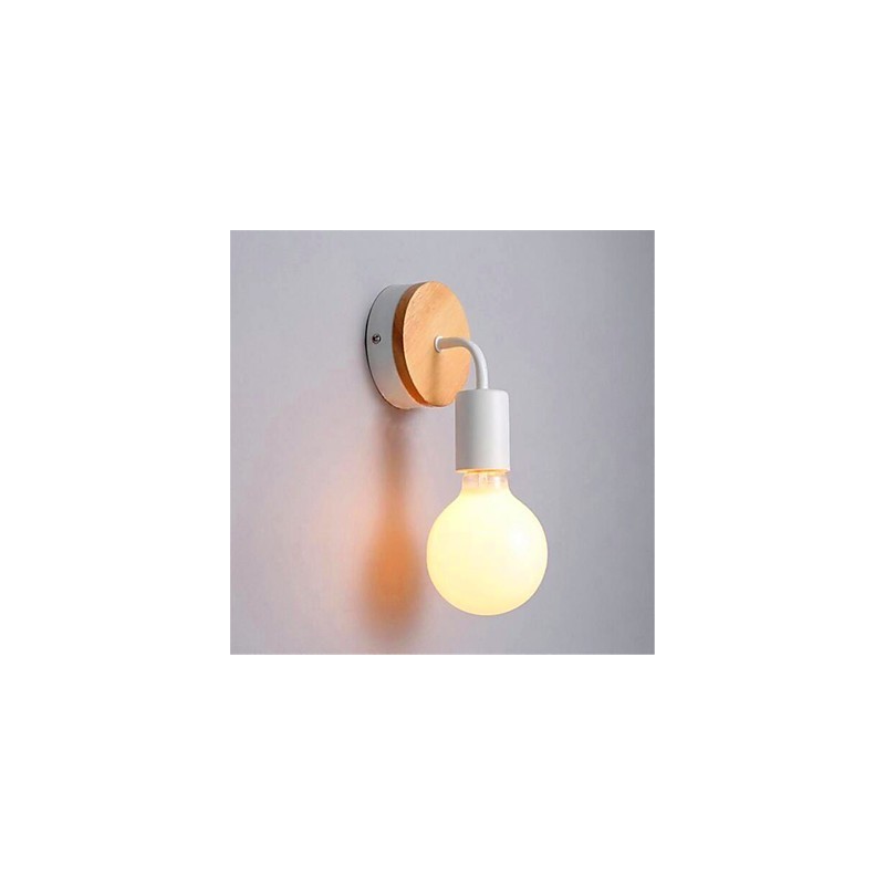 Modern Minimalist Creative Personality Wood Iron Lamp Corridor Balcony Bedroom Bedside Iron Wall Lamp