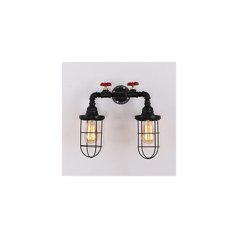2 Heads Retro Industrial Pipe Wall Lights Simple Loft Black Birdcage Metal Dining Room Kitchen Bar Cafe Decoration lighting
