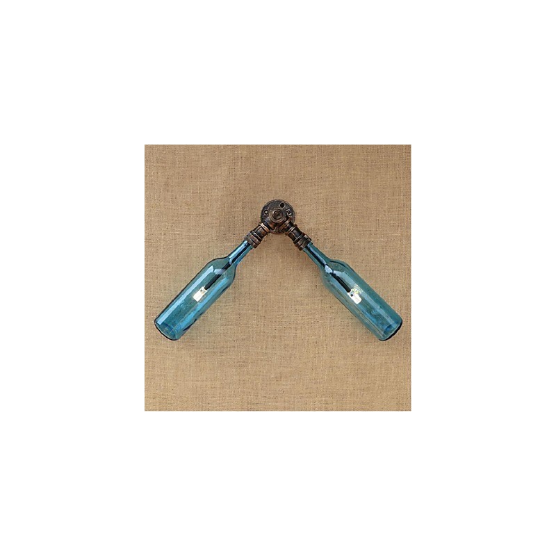 Retro American Village Creative Industry Wind Designer Water Bottle Wall Lamp Wall Light Blue