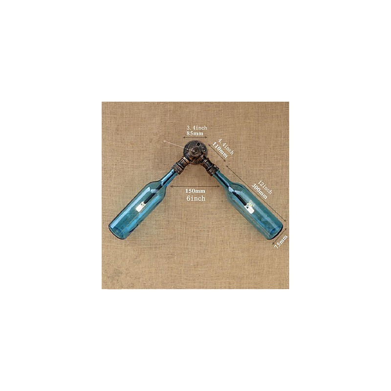 Retro American Village Creative Industry Wind Designer Water Bottle Wall Lamp Wall Light Blue