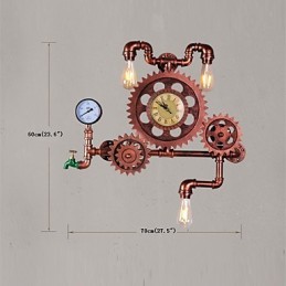 Vintage Industrial Pipe Wall Lights Wood Gear Shape Creative turnable Lights Restaurant Cafe Bar Decoration lighting