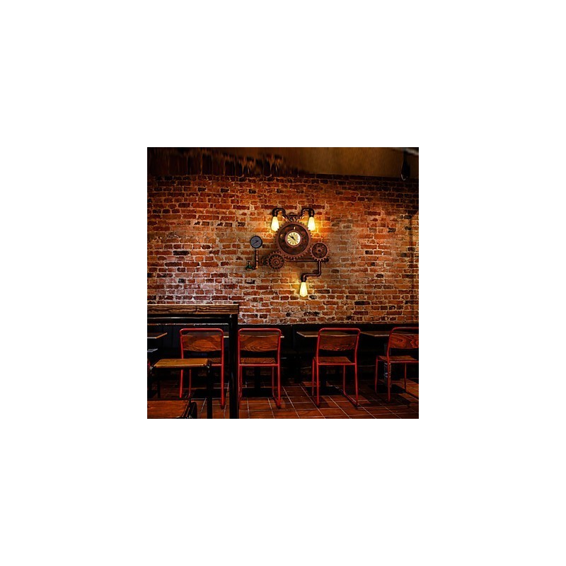 Vintage Industrial Pipe Wall Lights Wood Gear Shape Creative turnable Lights Restaurant Cafe Bar Decoration lighting