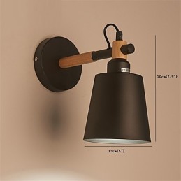 Vintage Wood Art Deco Metal Metal Rustic Wall Sconce Living Room Dining Room Hallway Wall Lamp Black White Optional