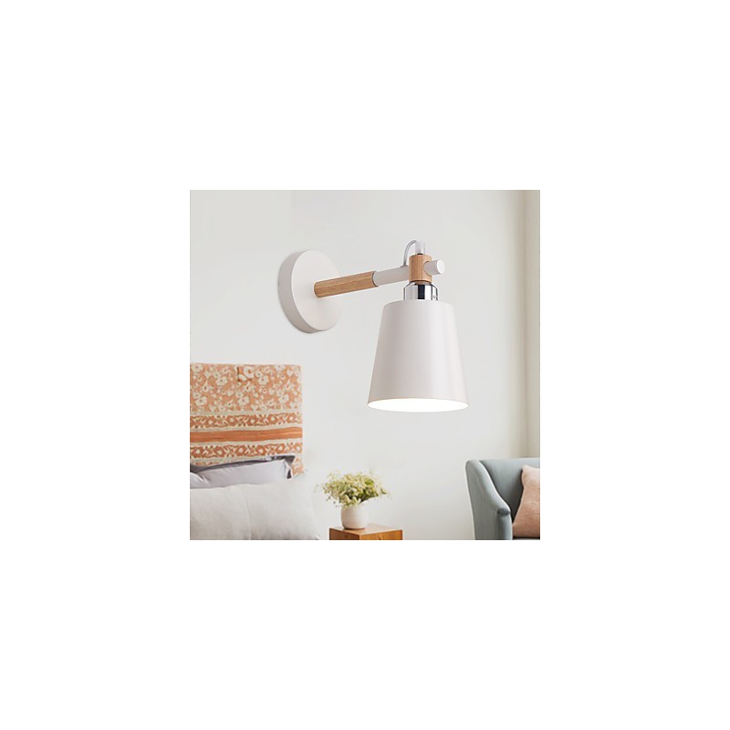 Vintage Wood Art Deco Metal Metal Rustic Wall Sconce Living Room Dining Room Hallway Wall Lamp Black White Optional