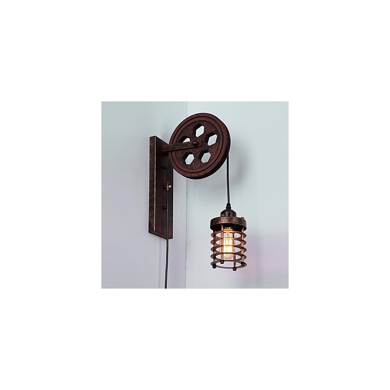 Industrial Retro Iron Wall Lamp Creative Personality Lift Pulley Wall Lamp