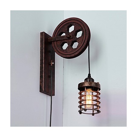 Industrial Retro Iron Wall Lamp Creative Personality Lift Pulley Wall Lamp