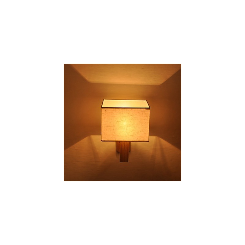 Simple Wall Lamp Bedside Desk Lamp With Fabric Shade and Solid Wood for Bedroom Dresser Living Room Baby Room