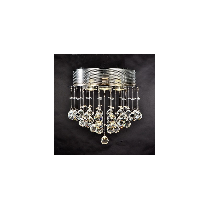 Traditional Classic Crystal Chrome Metal Flush Mount