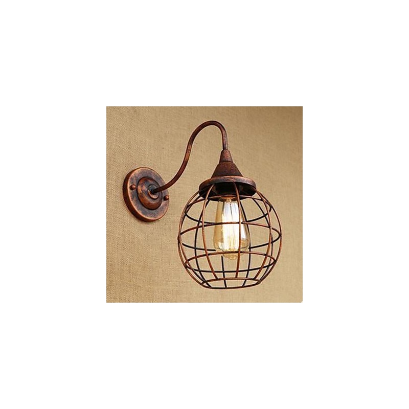 Iron Art RETRO Rust Color Study lLiving Room Bedside American Wall Lamp