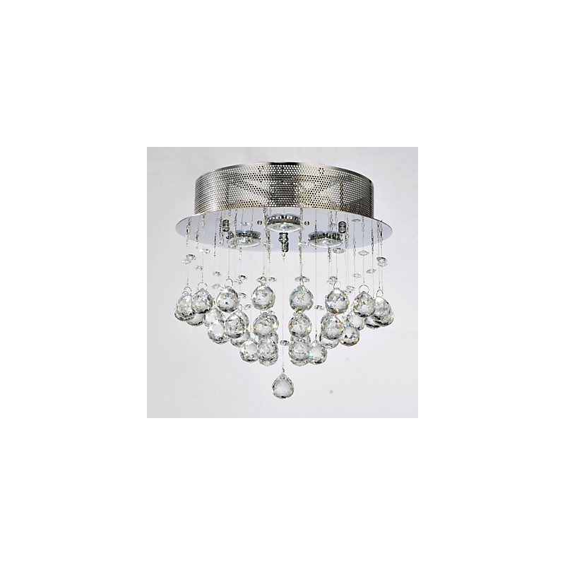 Traditional Classic Crystal Chrome Metal Flush Mount