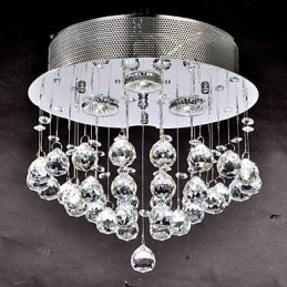 Traditional Classic Crystal Chrome Metal Flush Mount