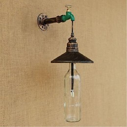 Edison Retro Decorative Water Pipe Wine Bottle Wall lamp Wall Light