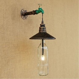 Edison Retro Decorative Water Pipe Wine Bottle Wall lamp Wall Light