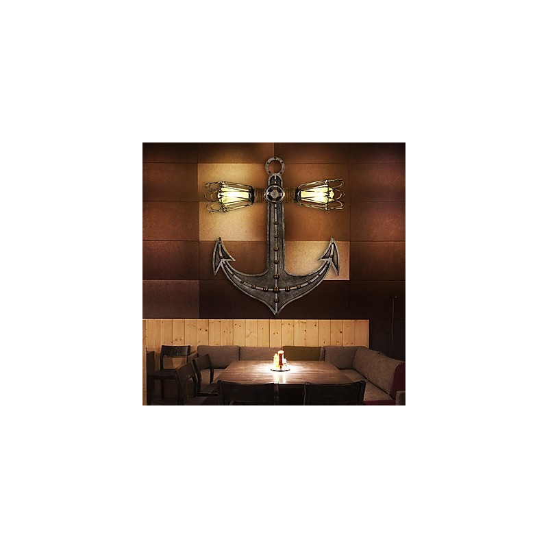 Vintage Industrial Wall Lights Wood Boat Anchor Shape Creative Restaurant Cafe Bar Decoration lighting