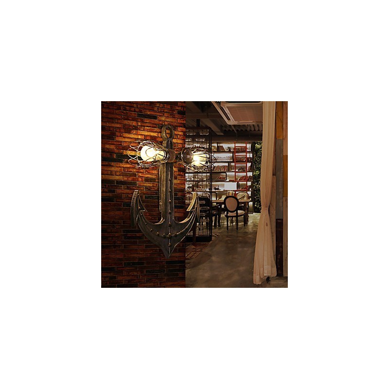 Vintage Industrial Wall Lights Wood Boat Anchor Shape Creative Restaurant Cafe Bar Decoration lighting