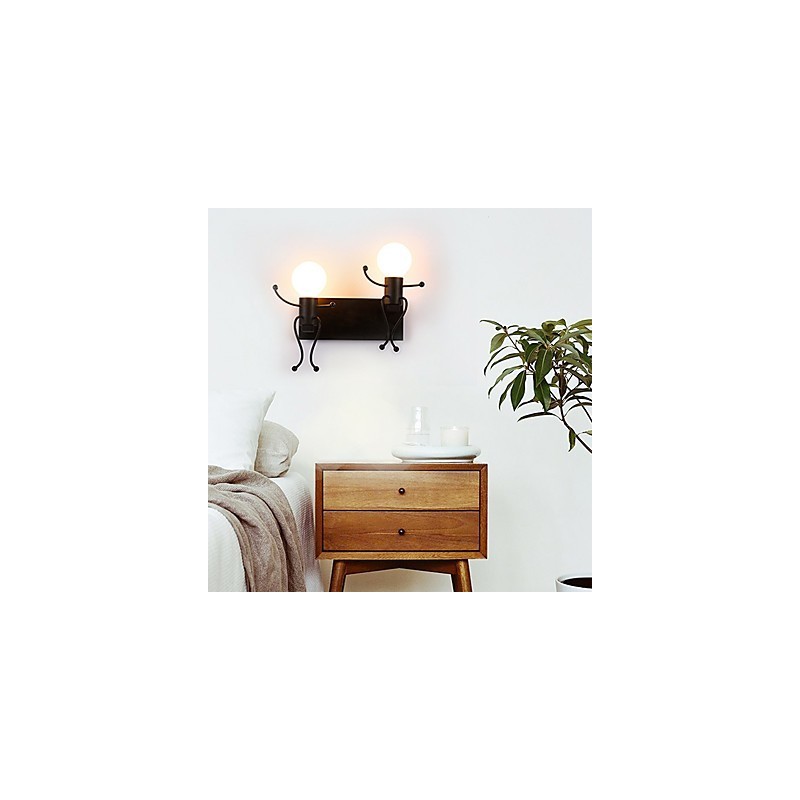 Robot shape Vintage Metal Industrial Loft Rustic Wall Sconce Bar Cafe Entry Hallway Wall Lamp Black White Optional