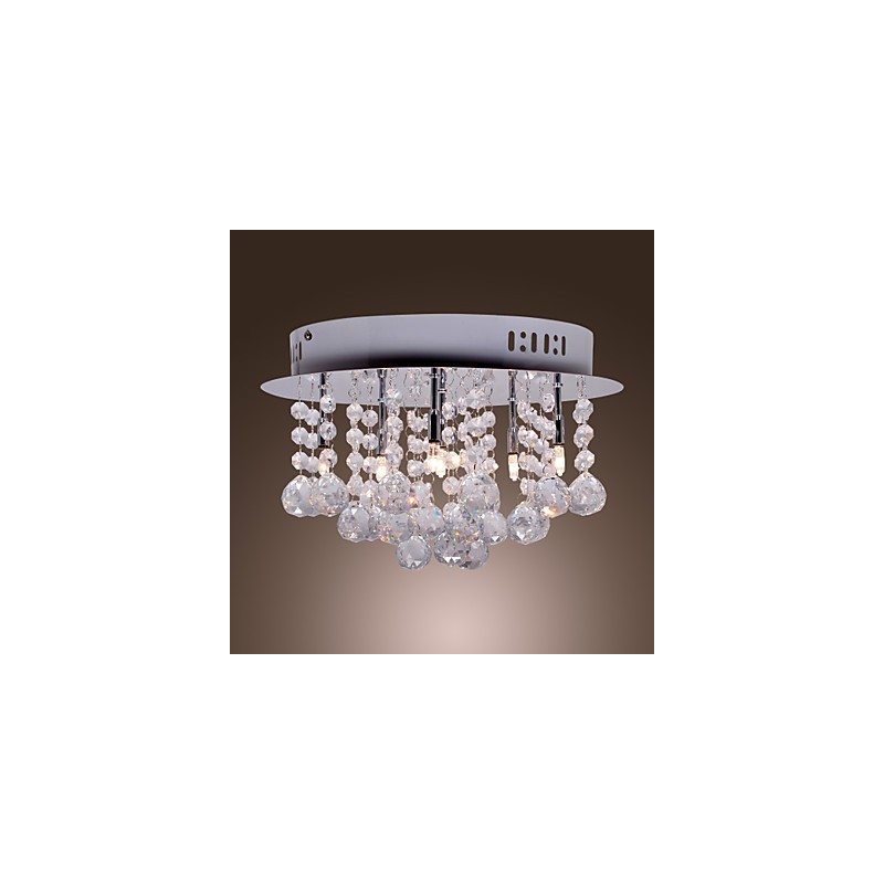 Modern Contemporary Crystal Chrome Metal Flush Mount