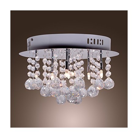 Modern Contemporary Crystal Chrome Metal Flush Mount