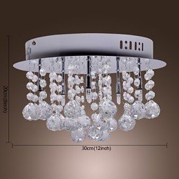 Modern Contemporary Crystal Chrome Metal Flush Mount