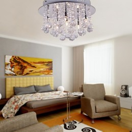 Modern Contemporary Crystal Chrome Metal Flush Mount