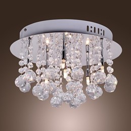 Modern Contemporary Crystal Chrome Metal Flush Mount
