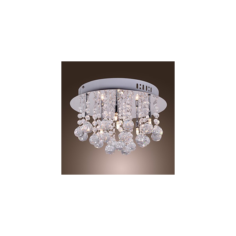 Modern Contemporary Crystal Chrome Metal Flush Mount