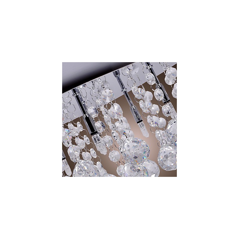 Modern Contemporary Crystal Chrome Metal Flush Mount