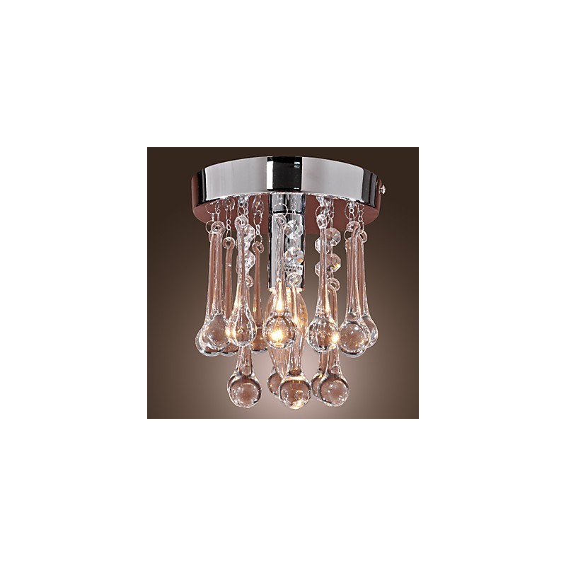 Modern Contemporary Crystal Mini Style Chrome Flush Mount