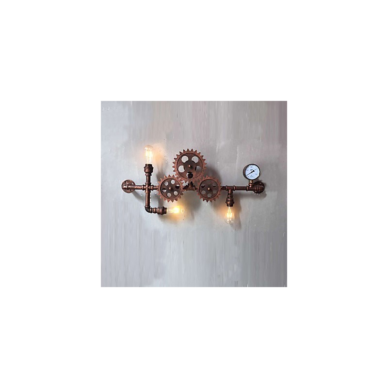 Vintage Industrial Pipe Wall Lights Wood Gear Shape Creative turnable Lights Restaurant Cafe Bar Decoration lighting