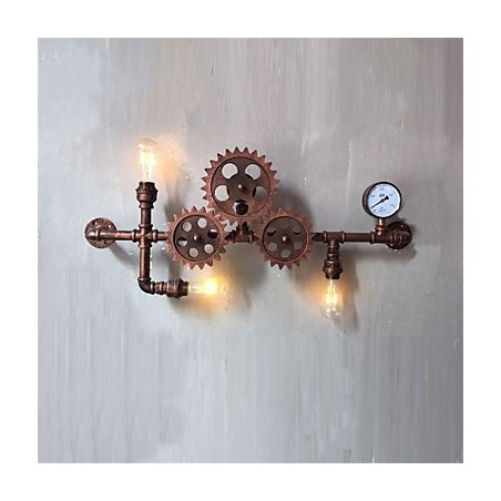 Vintage Industrial Pipe Wall Lights Wood Gear Shape Creative turnable Lights Restaurant Cafe Bar Decoration lighting